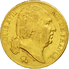 Coin, France, Louis XVIII, 20 Francs, 1820, Paris, EF(40-45), Gold, KM 712.1