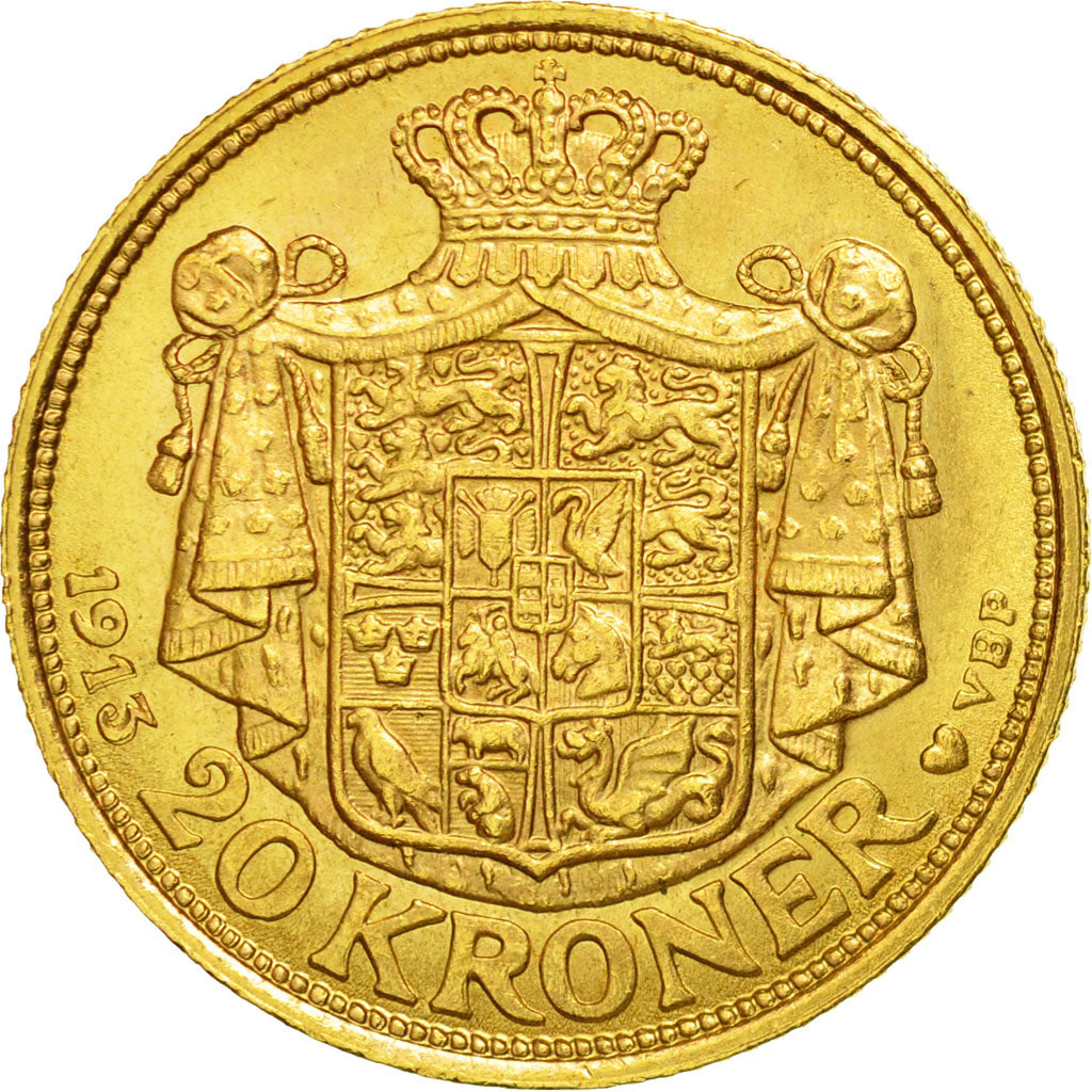 Munten, Denemarken, Christian X, 20 Kroner, 1913, Copenhagen, PR, Goud, KM:817.1