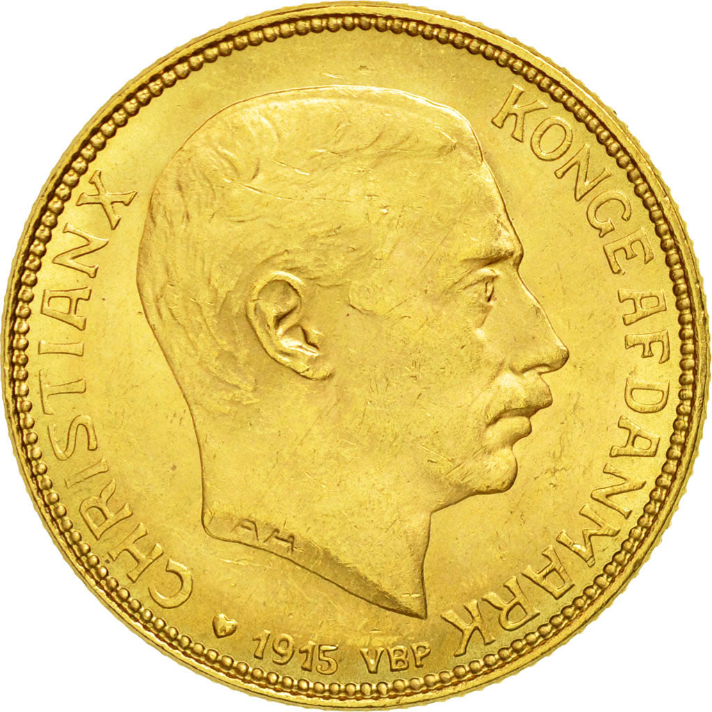 Coin, Denmark, Christian X, 20 Kroner, 1915, Copenhagen, AU(55-58), KM 817.1