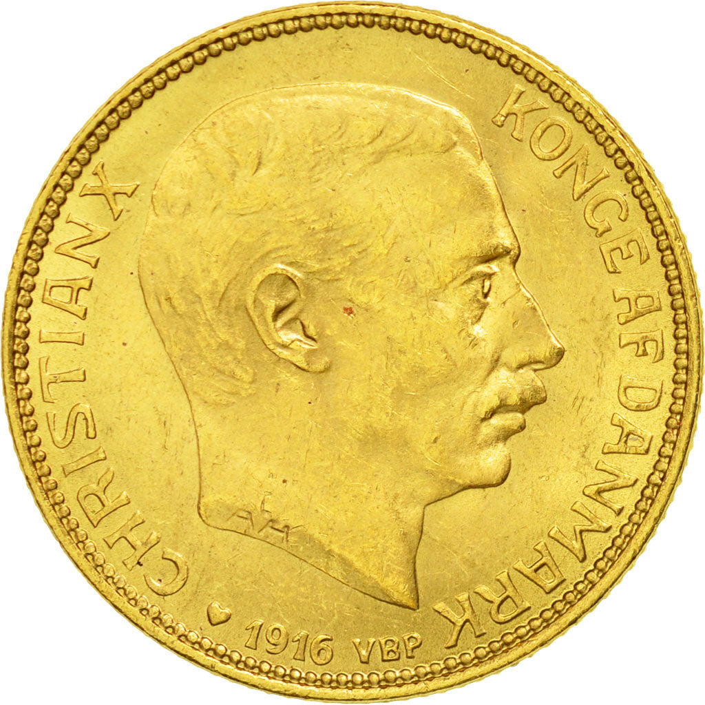 Moneta, Danimarca, Christian X, 20 Kroner, 1916, Copenhagen, SPL-, Oro, KM:817.1