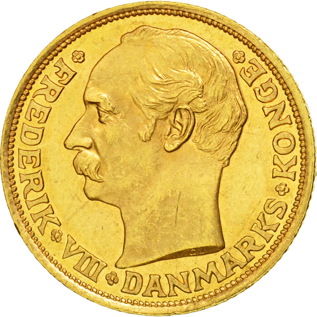 Moneta, Danimarca, Frederik VIII, 10 Kroner, 1909, Copenhagen, SPL, Oro, KM:809