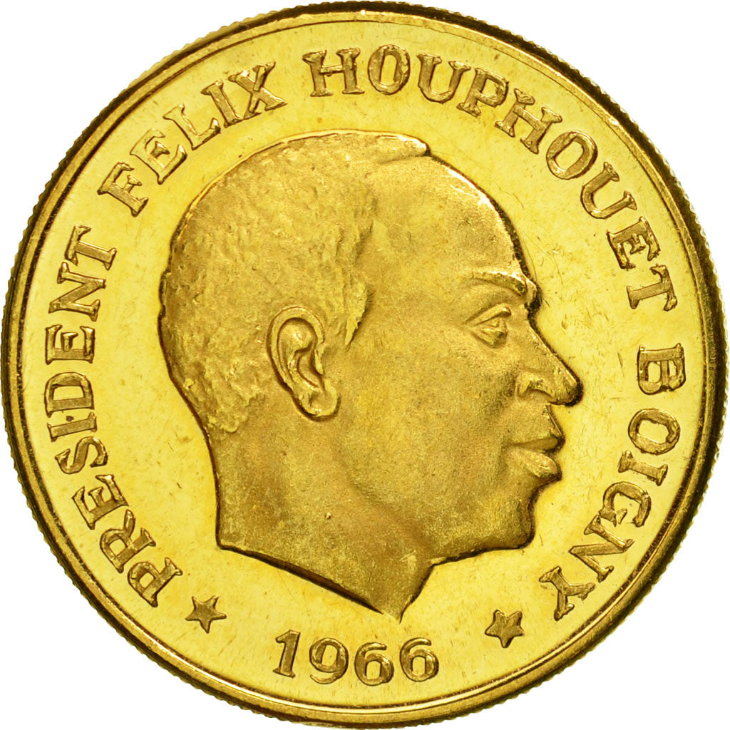 Coin, Ivory Coast, 25 Francs, 1966, MS(63), Gold, KM:3
