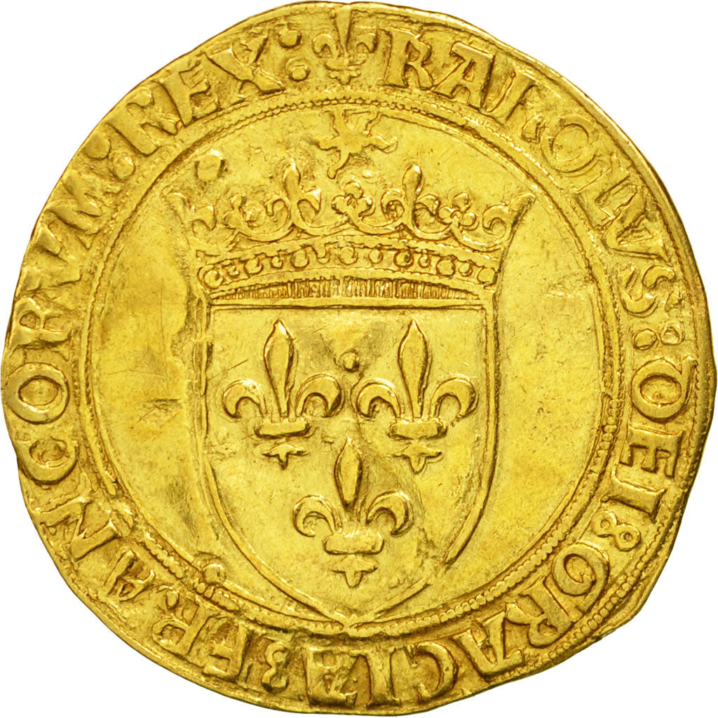 Munten, Frankrijk, Charles VIII, Ecu d'or, Paris, ZF, Goud, Duplessy:575A