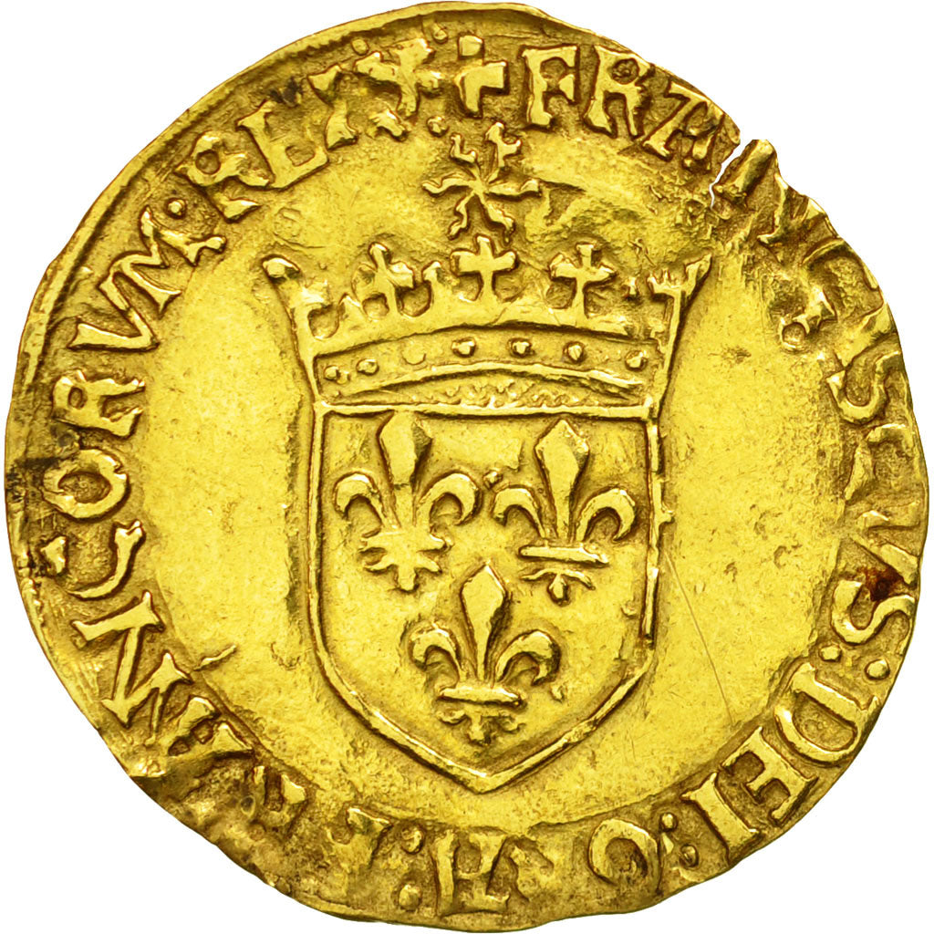 Moneta, Francia, François Ier, Ecu d'or, Toulouse, MB+, Oro, Duplessy:775