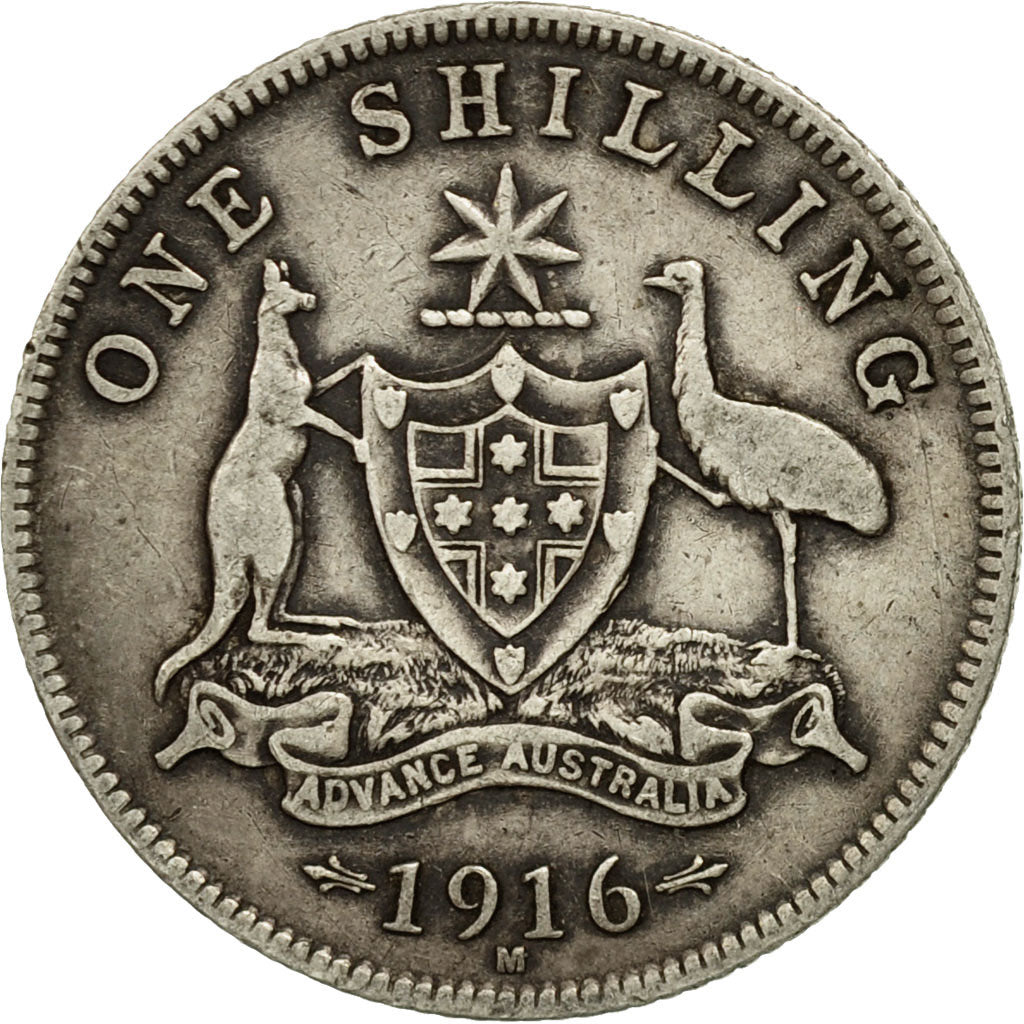 Coin, Australia, George V, Shilling, 1916, Melbourne, EF(40-45), Silver, KM:26