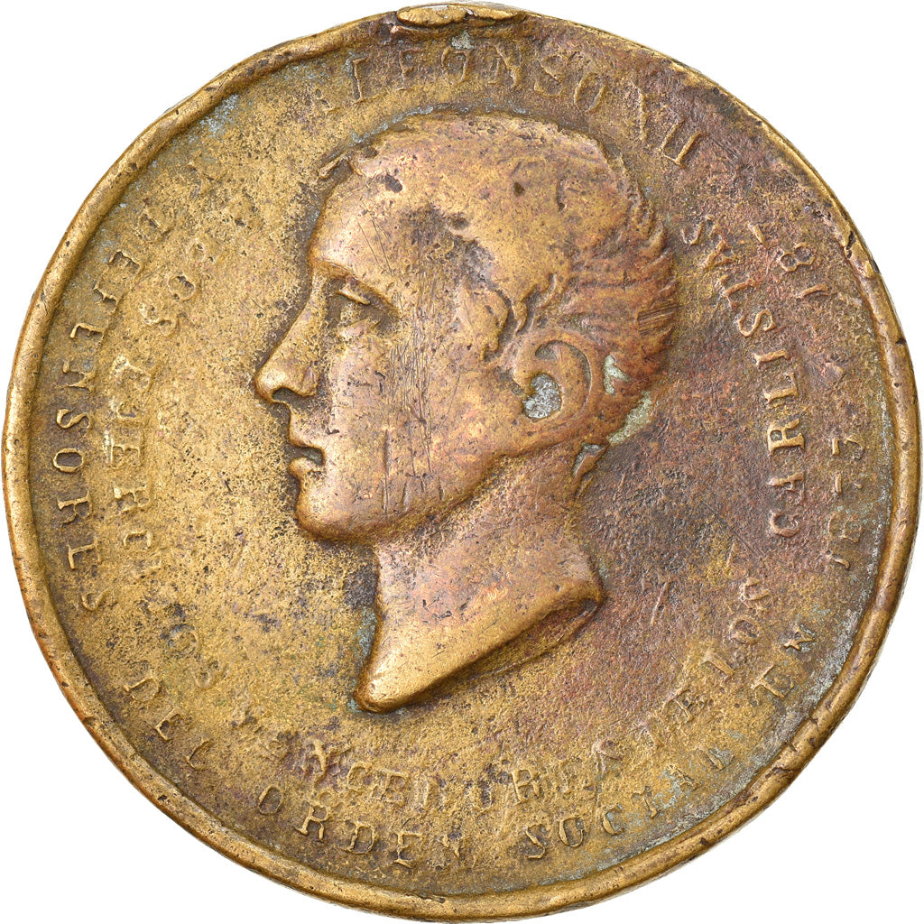 Espagne, Jeton, Alfonso XII, 1873, TB, Cuivre
