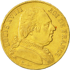 Moneta, Francia, Louis XVIII, 20 Francs, 1814, Paris, BB, Oro, KM 706.1