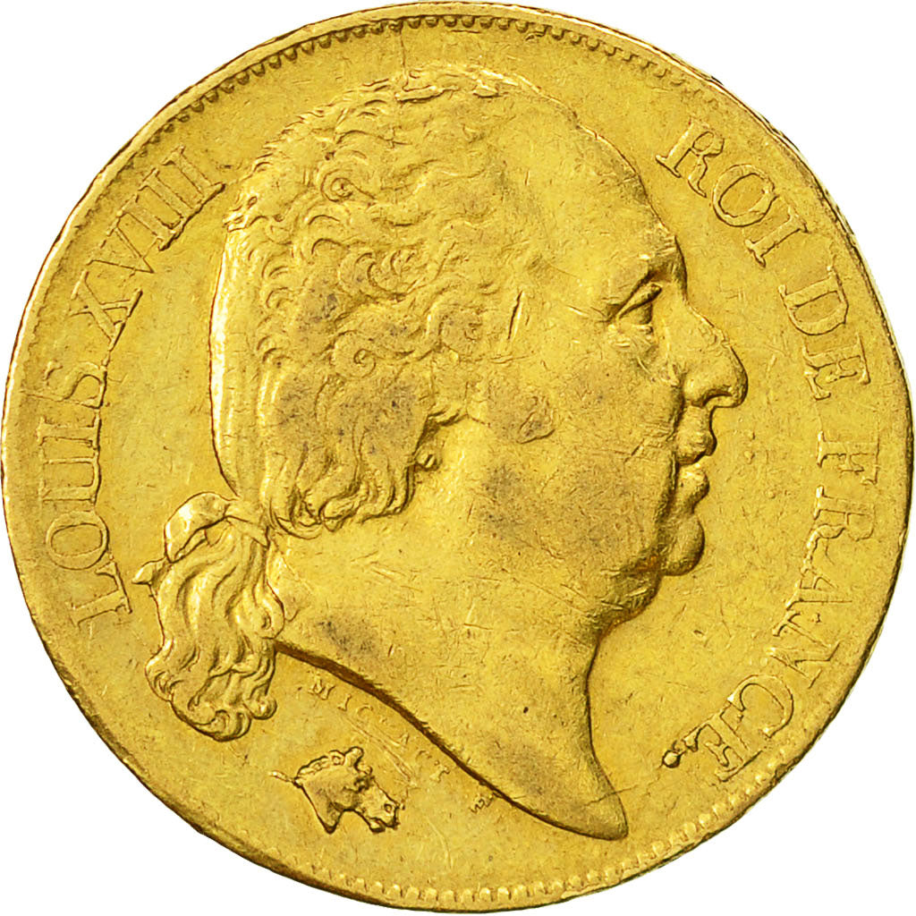 Munten, Frankrijk, Louis XVIII, 20 Francs, 1817, Lille, ZF, Goud, KM 712.9