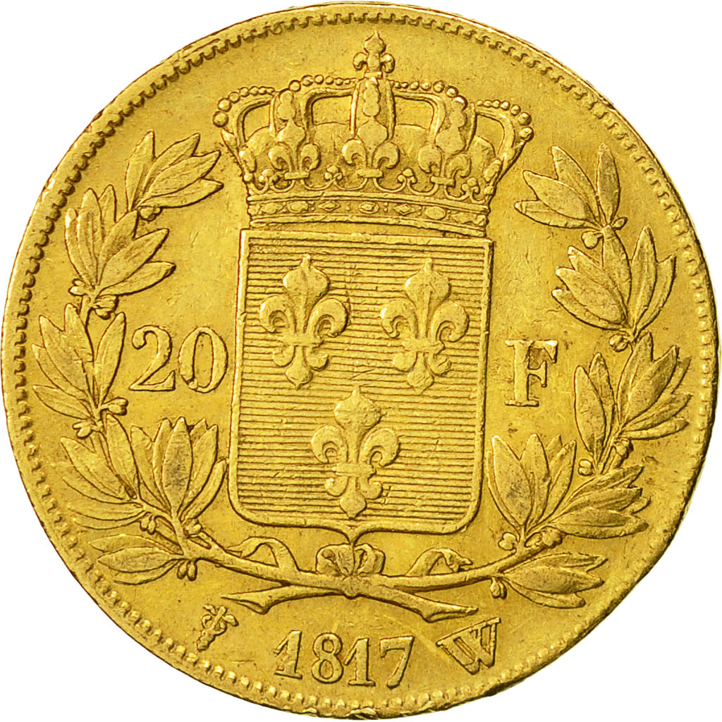 Munten, Frankrijk, Louis XVIII, 20 Francs, 1817, Lille, ZF, Goud, KM 712.9