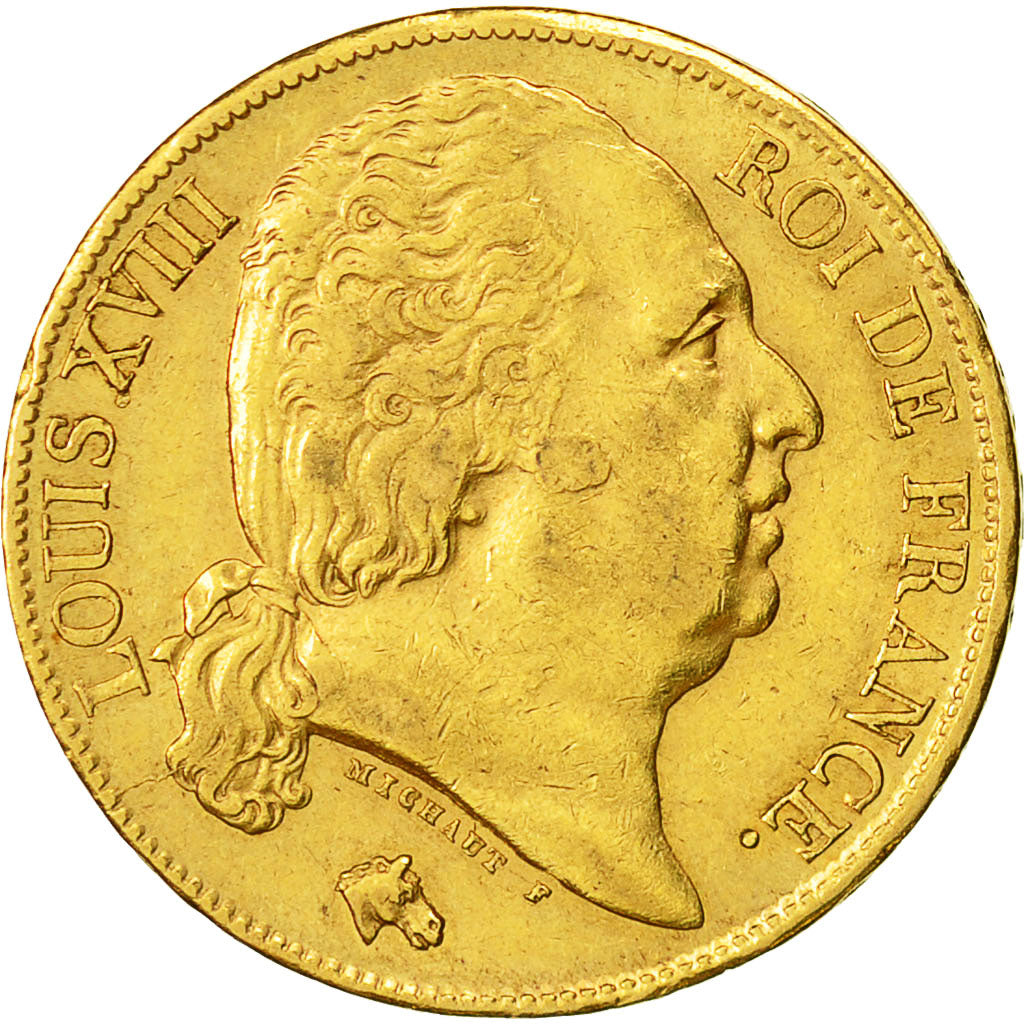 Monnaie, France, Louis XVIII, 20 Francs, 1824, Paris, TTB+, Or, Gadoury 1028
