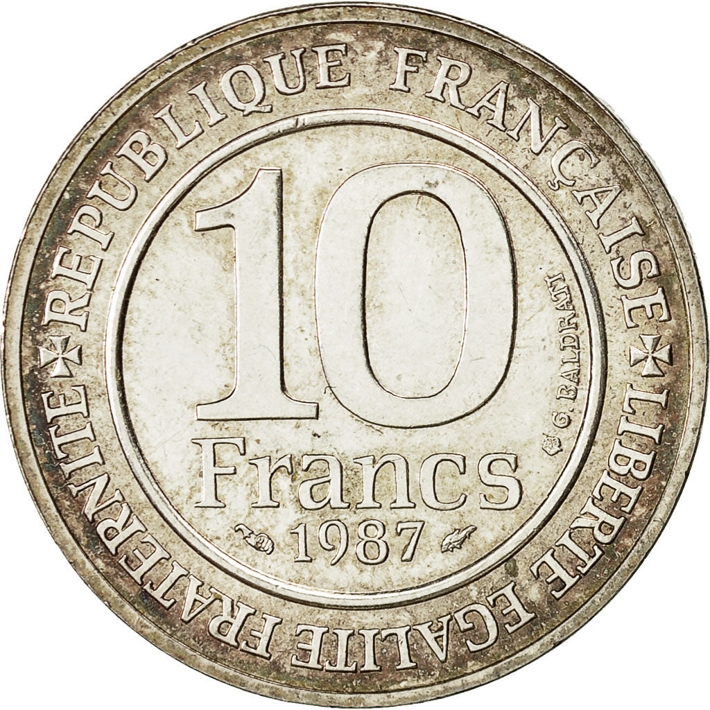 Coin, France, Hugues Capet, 10 Francs, 1987, AU(55-58), Silver, KM:961
