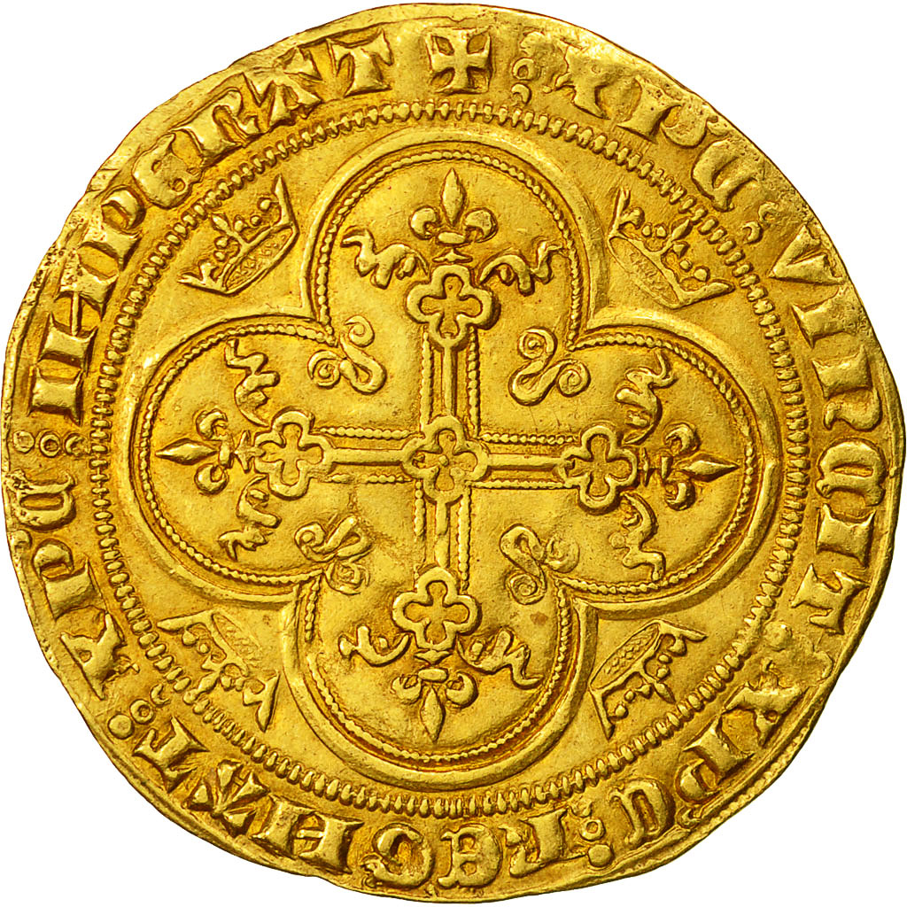 Coin, France, Philippe VI, Lion d'or, Undated (1338), AU(55-58),Gold,Duplessy250
