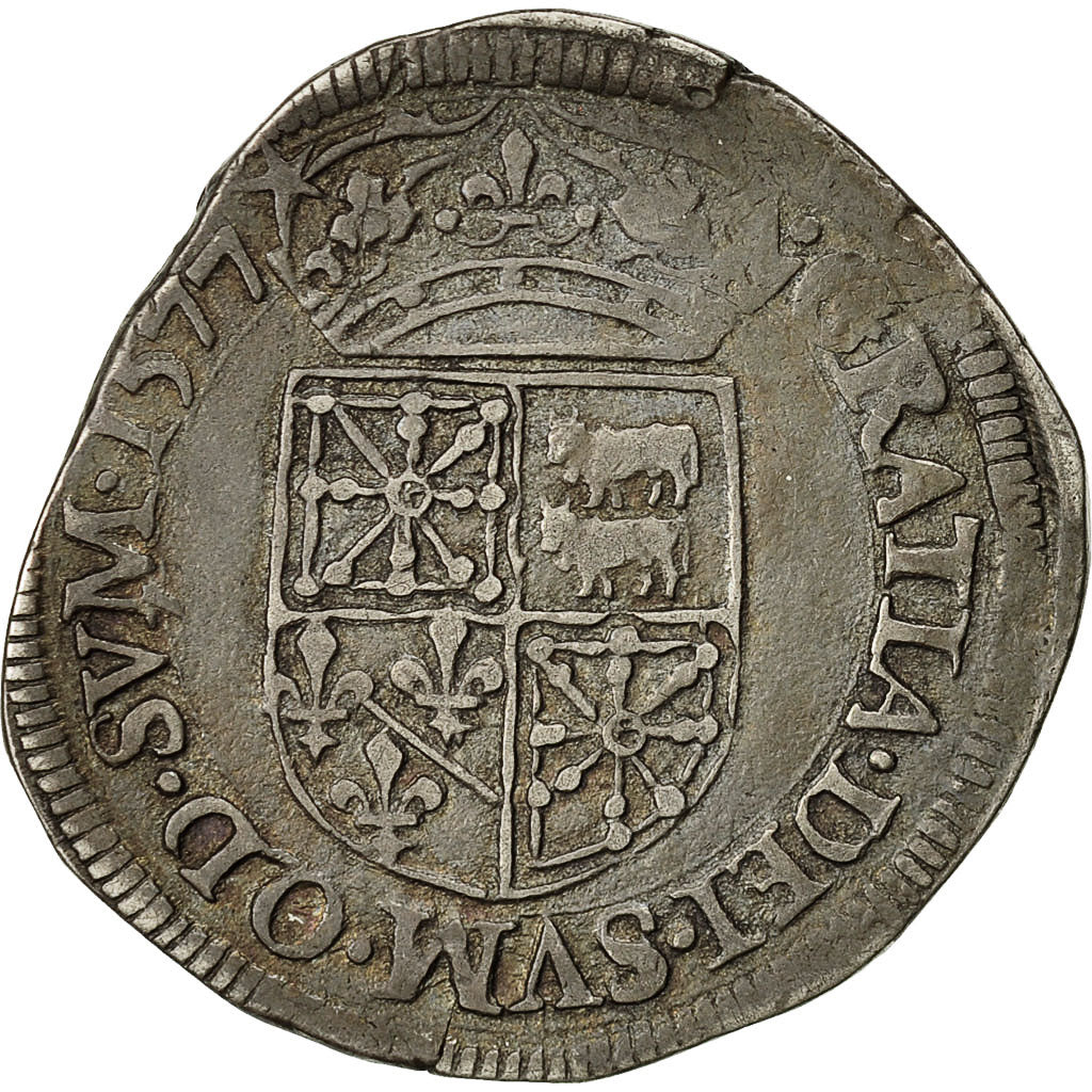 Monnaie, France, NAVARRE-BEARN, Henri II et Marguerite, Teston, 1577, Morlaas