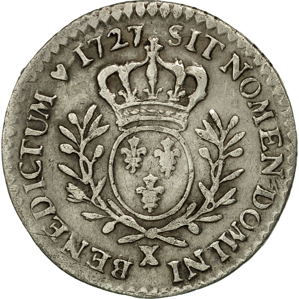 Monnaie, France, Louis XV, 1/20 Écu  aux branches d'olivier,1727, Amiens,Gad 283