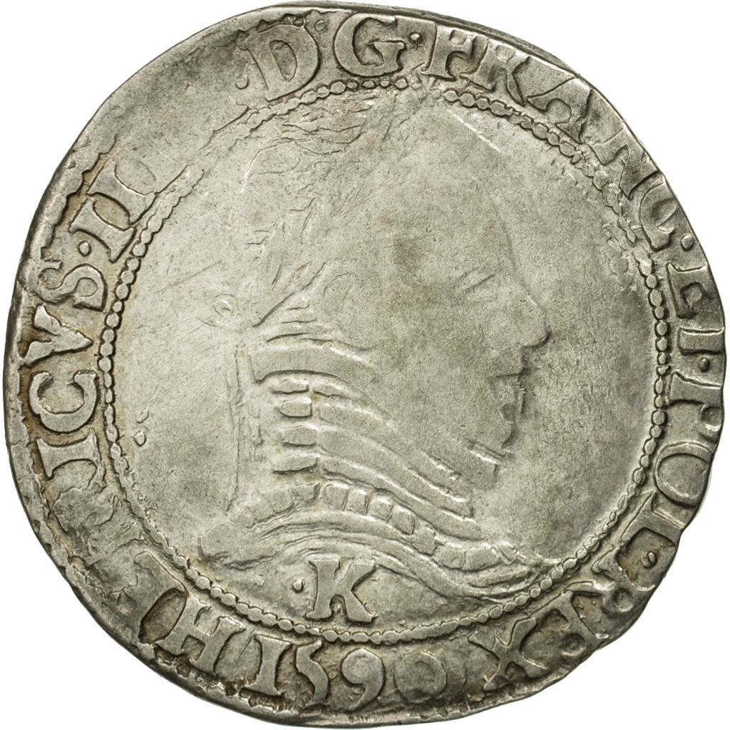 Monnaie, France, Henri III, Demi Franc, 1590, Saint-Lizier, La Ligue, TTB