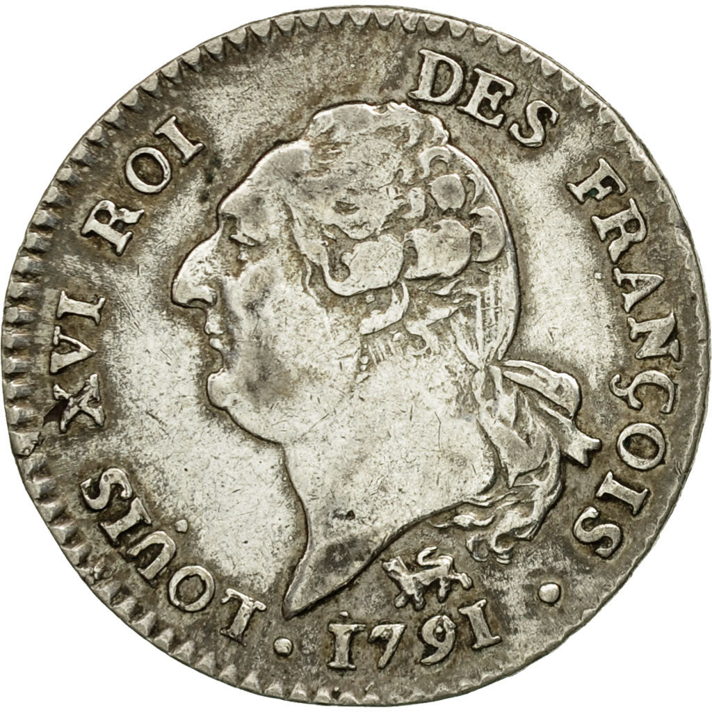 Munten, Frankrijk, 15 sols françois, 1/8 ECU, 1791, Paris, ZF, Zilver, KM 604.1