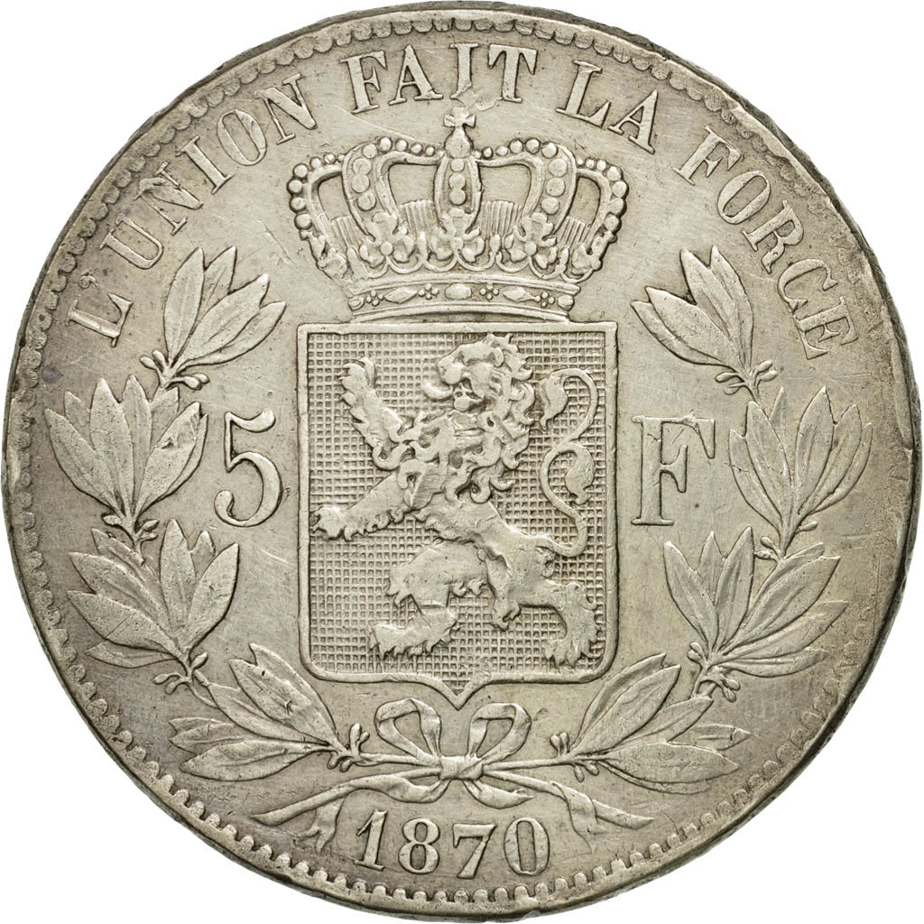 Coin, Belgium, Leopold II, 5 Francs, 5 Frank, 1870, VF(30-35), Silver, KM:24