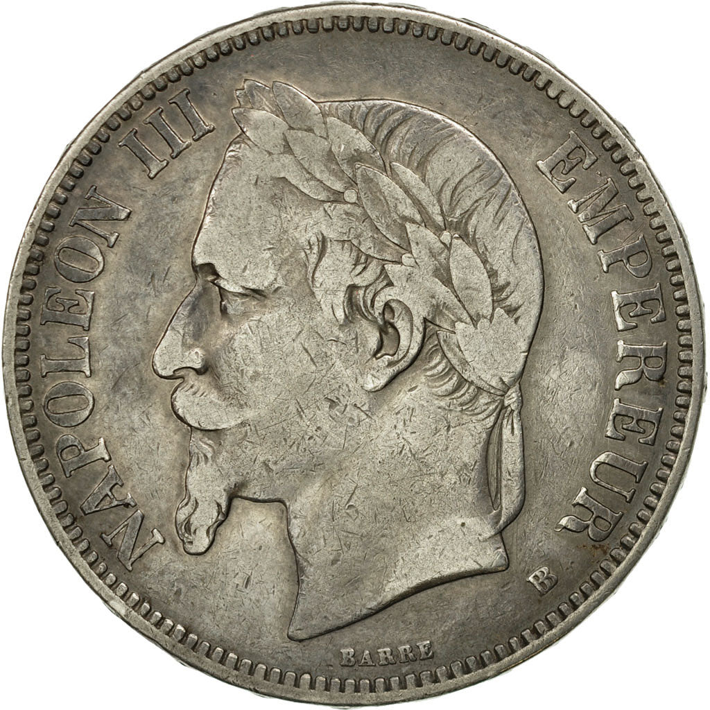 Coin, France, Napoléon III, 5 Francs, 1870, Strasbourg, VF(30-35), Silver