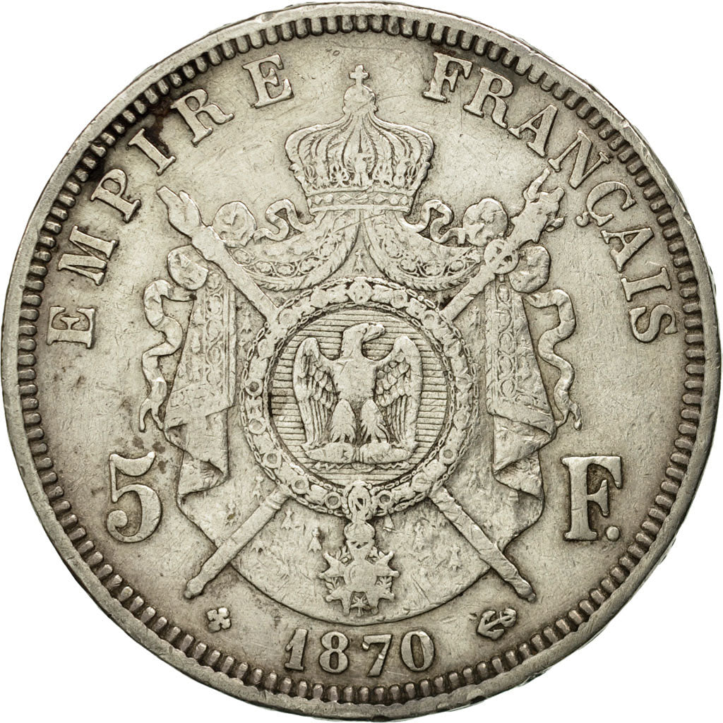 Coin, France, Napoléon III, 5 Francs, 1870, Strasbourg, VF(30-35), Silver