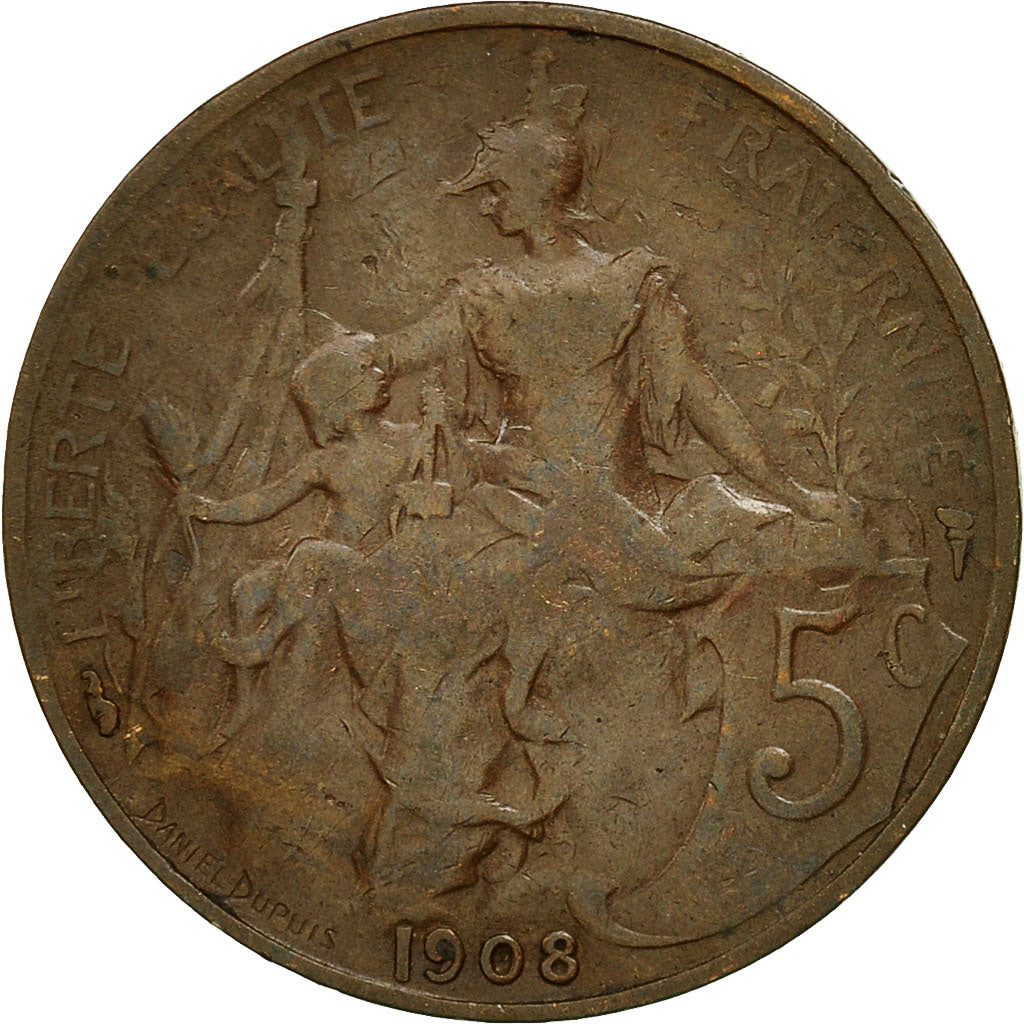 Coin, France, Dupuis, 5 Centimes, 1908, Paris, VF(30-35), Bronze, KM:842