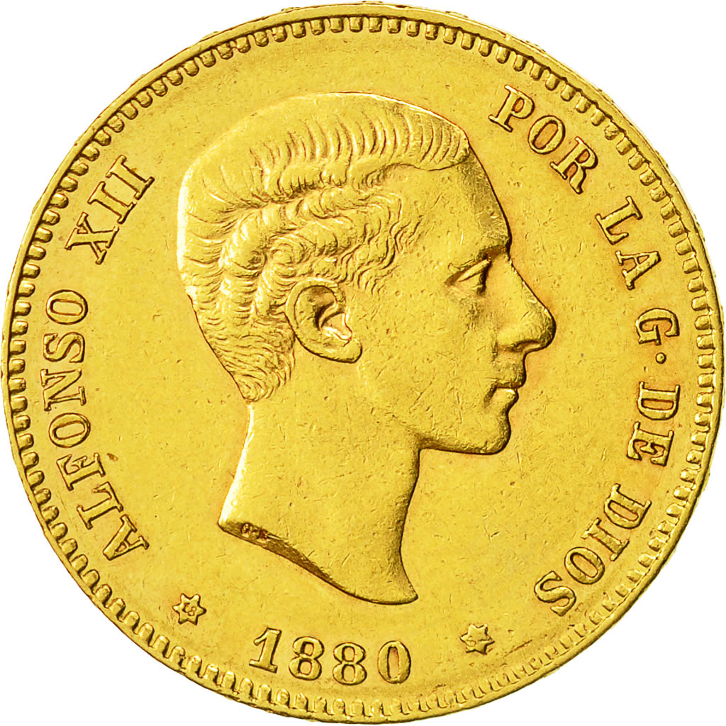 Monnaie, Espagne, Alfonso XII, 25 Pesetas, 1880, Madrid, TTB+, Or, KM:673