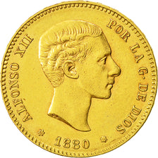 Münze, Spanien, Alfonso XII, 25 Pesetas, 1880, Madrid, SS+, Gold, KM:673
