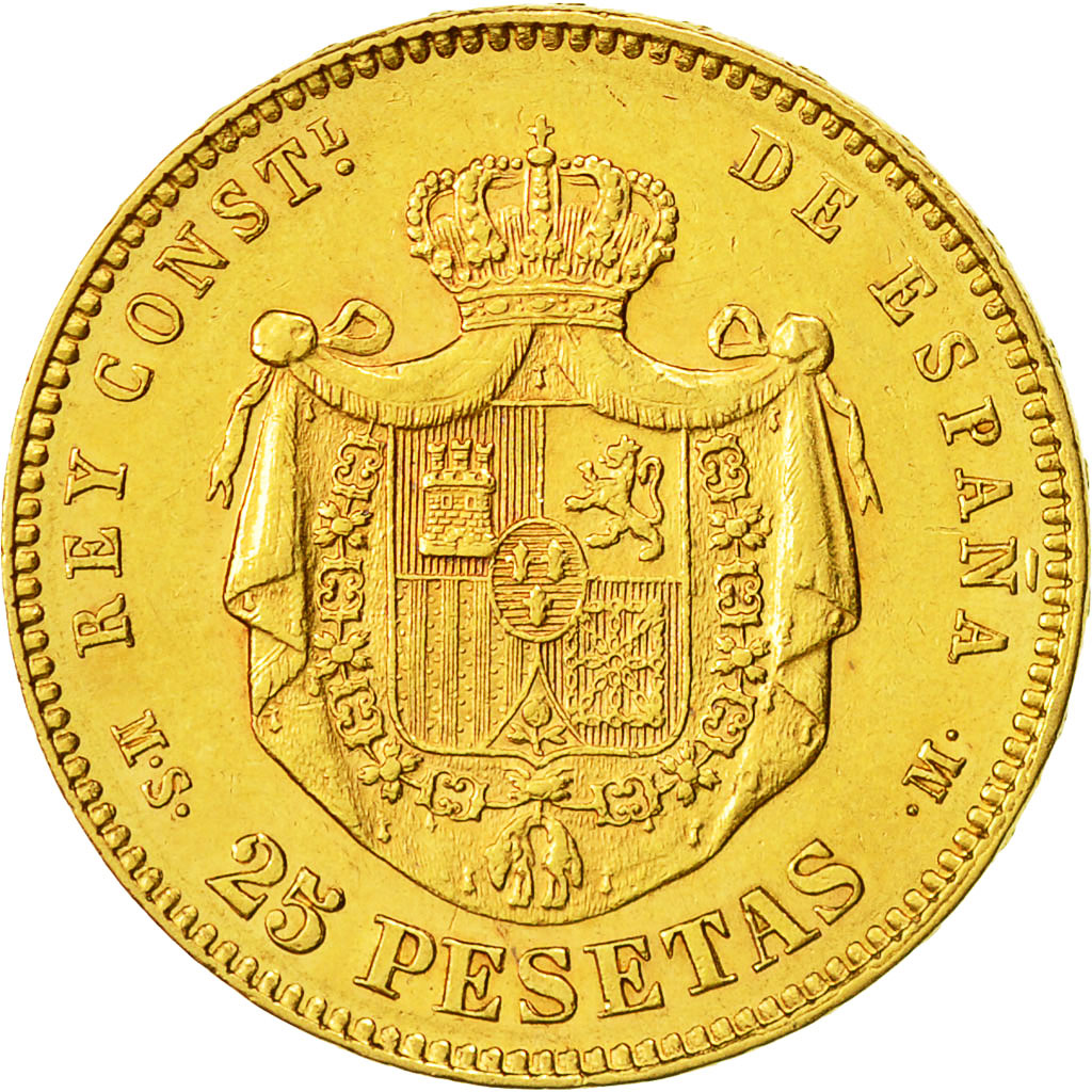 Monnaie, Espagne, Alfonso XII, 25 Pesetas, 1880, Madrid, TTB+, Or, KM:673