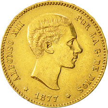 Moneda, España, Alfonso XII, 25 Pesetas, 1877, Madrid, MBC+, Oro, KM:673