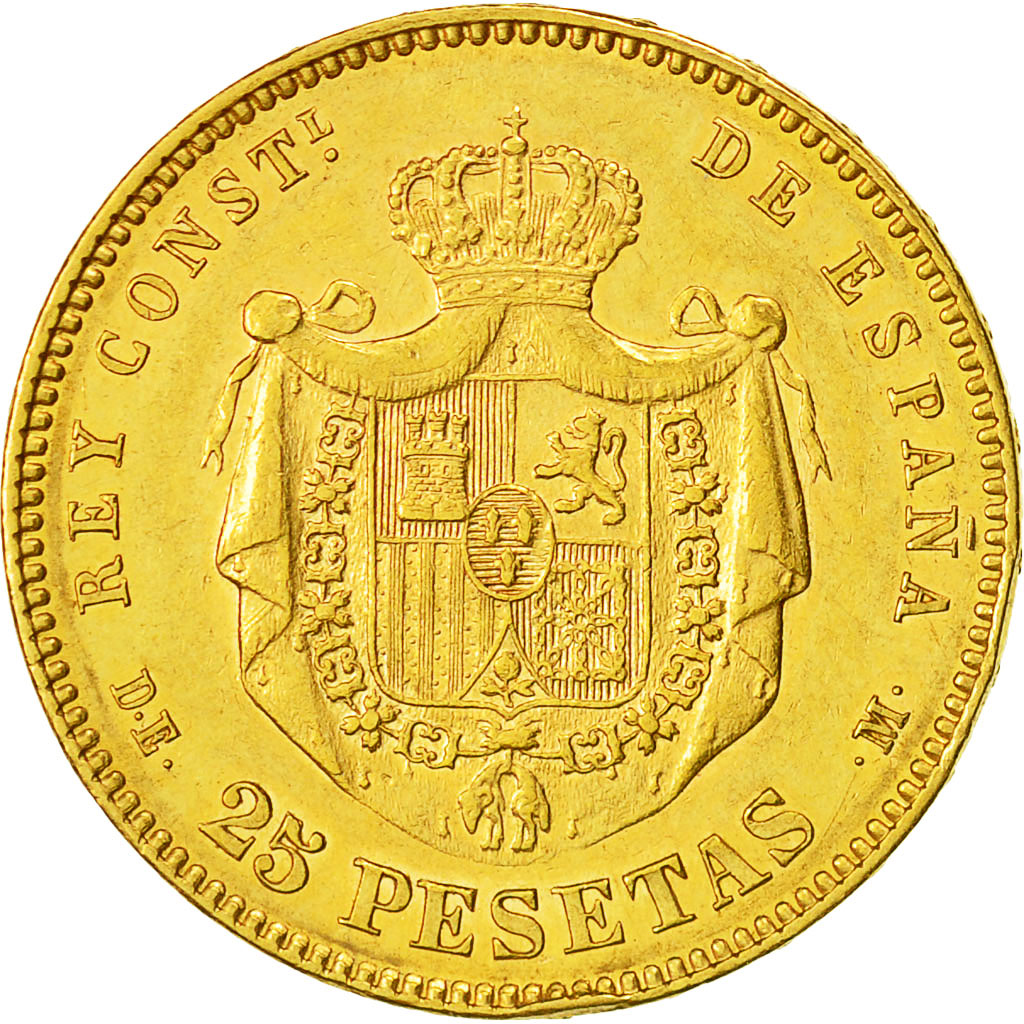 Monnaie, Espagne, Alfonso XII, 25 Pesetas, 1877, Madrid, TTB+, Or, KM:673