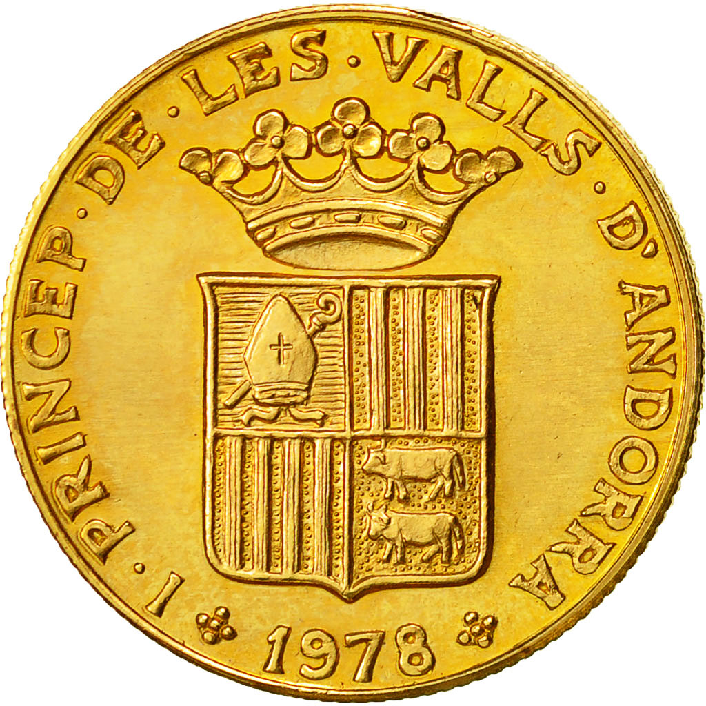 Coin, Andorra, Joan d'Urgell, Sobrano, 1978, MS(63), Gold