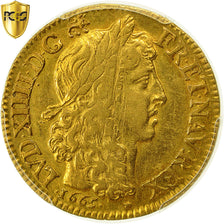 Moneda, Francia, Louis XIV, Louis d'or au buste juvénile, tête laurée,1665 Paris