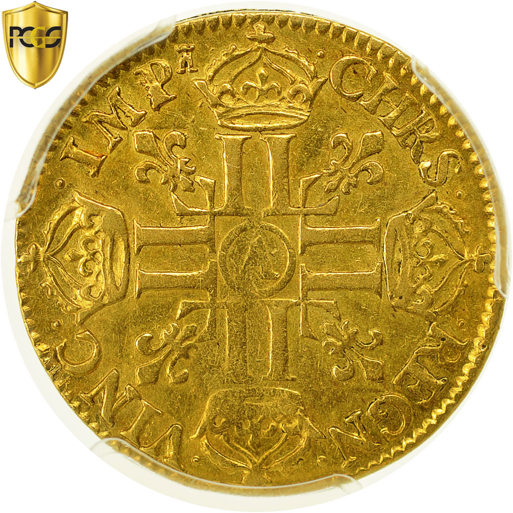 Moneda, Francia, Louis XIV, Louis d'or au buste juvénile, tête laurée,1665 Paris