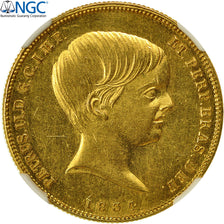 Coin, Brazil, Pedro II, 10000 Reis, 1834, NGC, MS61, MS(60-62), Gold, KM:451