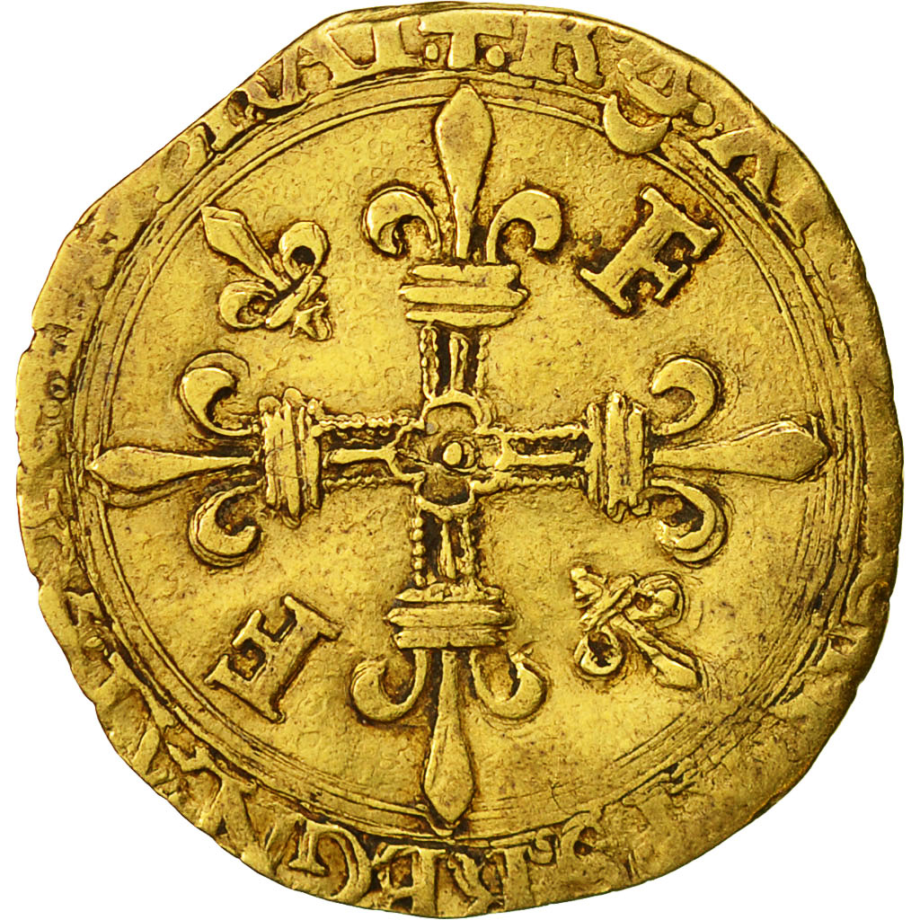 Coin, France, François Ier, Ecu d'or, Bordeaux, 5th type, VF(20-25), Gold, Dy775