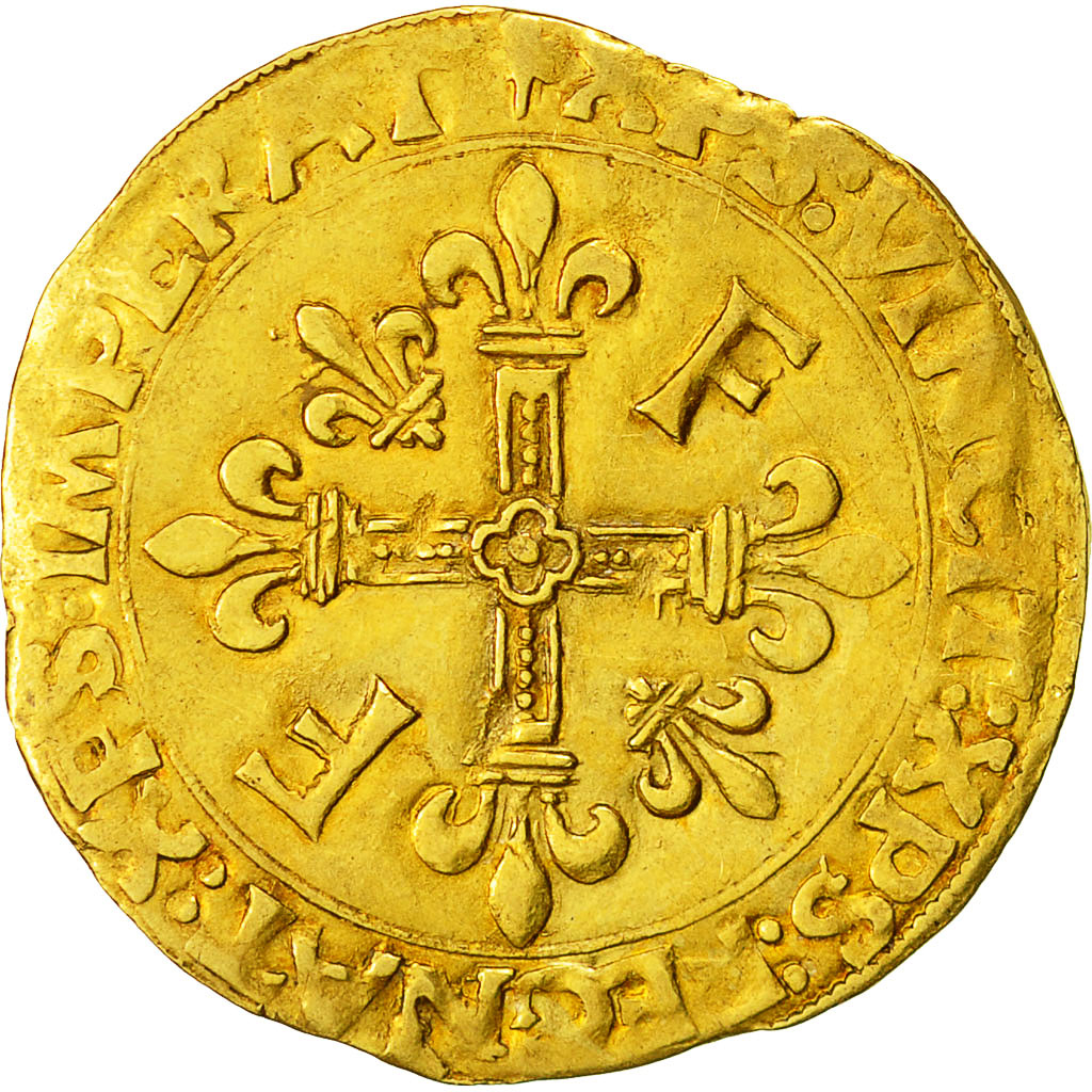 Coin, France, François Ier, Ecu d'or, Toulouse, 5th type, EF(40-45), Gold,Dy775