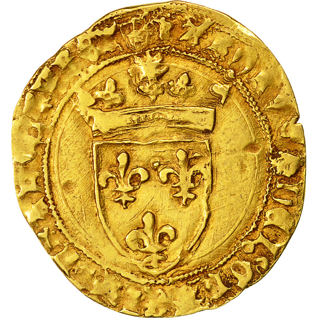 Munten, Frankrijk, Charles VIII, Ecu d'or, Montpellier, 1st emission, FR+,Dy 575