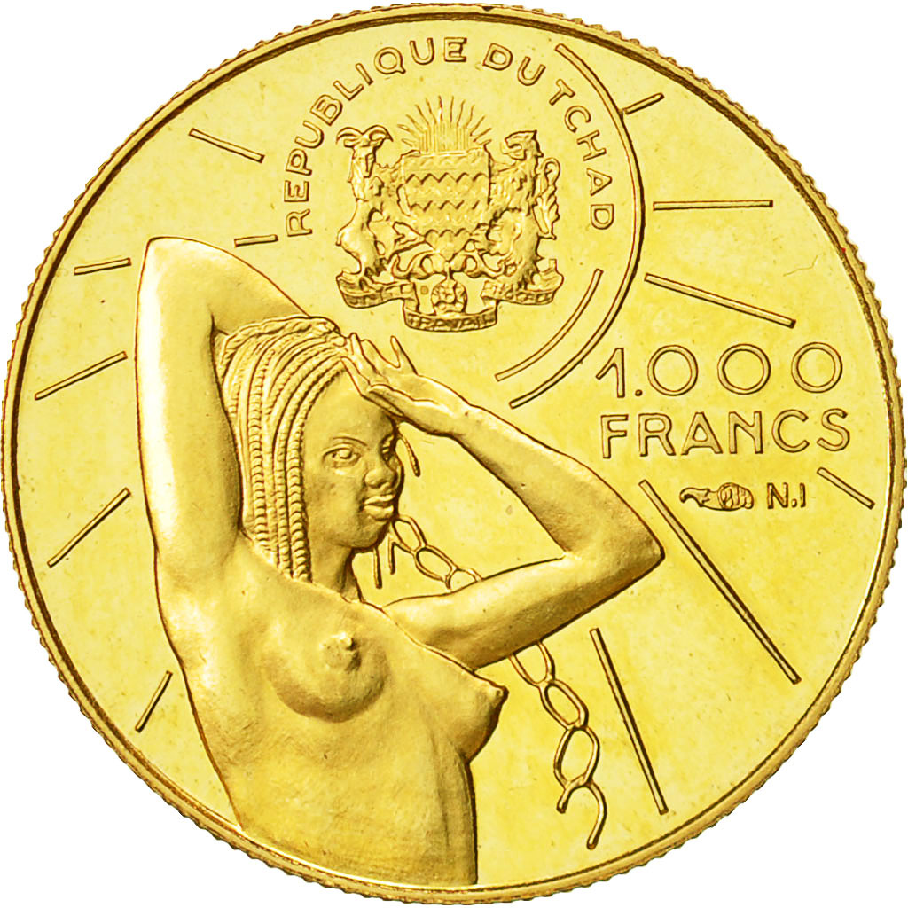 Coin, Chad, 1000 Francs, Undated (1970), MS(63), Gold, KM:8