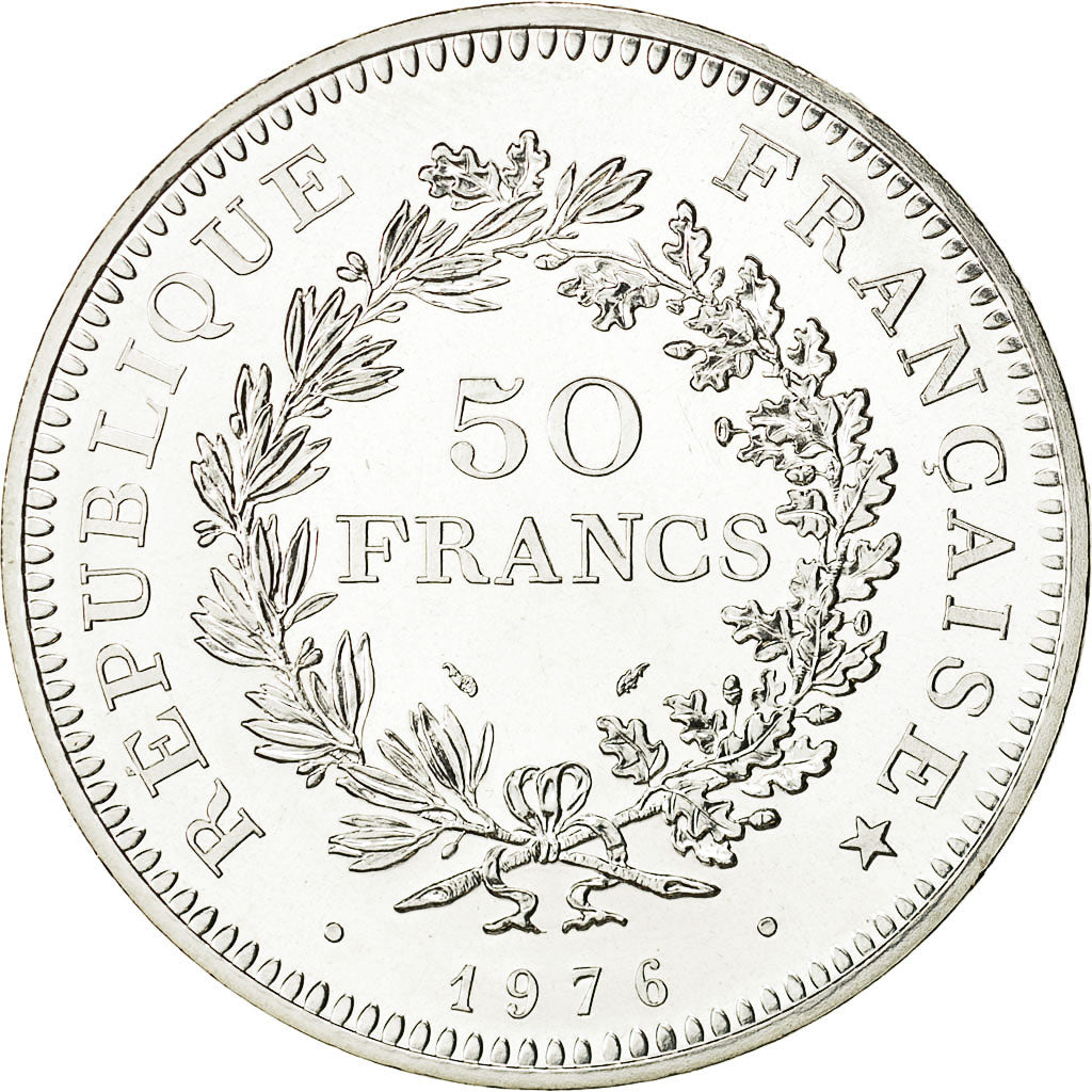 Coin, France, Hercule, 50 Francs, 1976, Paris, MS(65-70), Silver, KM:941.1