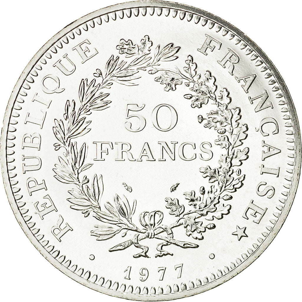 Coin, France, Hercule, 50 Francs, 1977, Paris, MS(65-70), Silver, KM:941.1