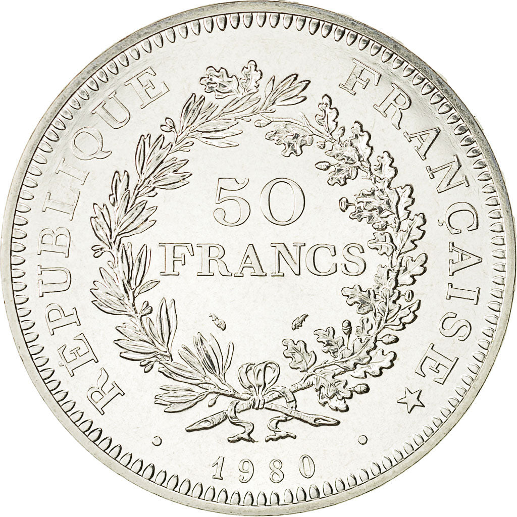 Coin, France, Hercule, 50 Francs, 1980, Paris, MS(65-70), Silver, KM:941.1