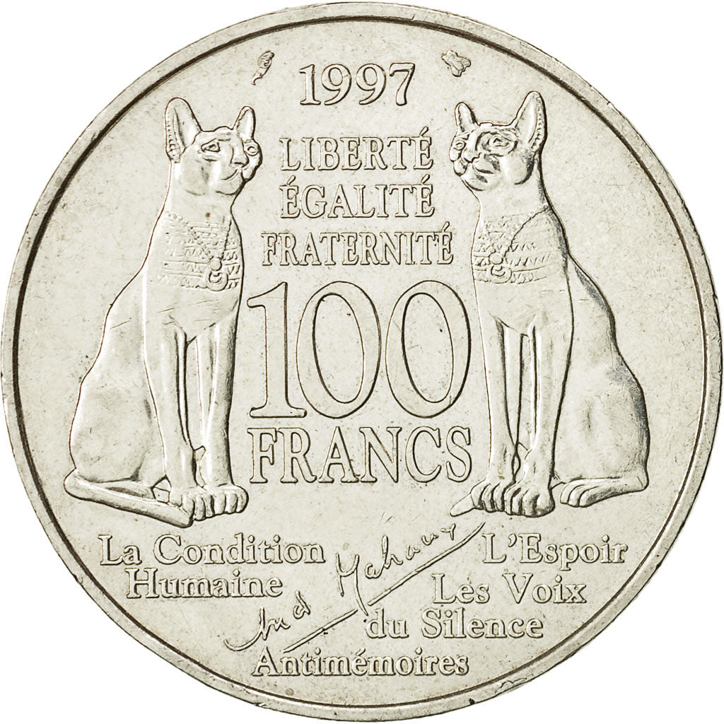 Munten, Frankrijk, André Malraux, 100 Francs, 1997, PR, Zilver, KM:1188