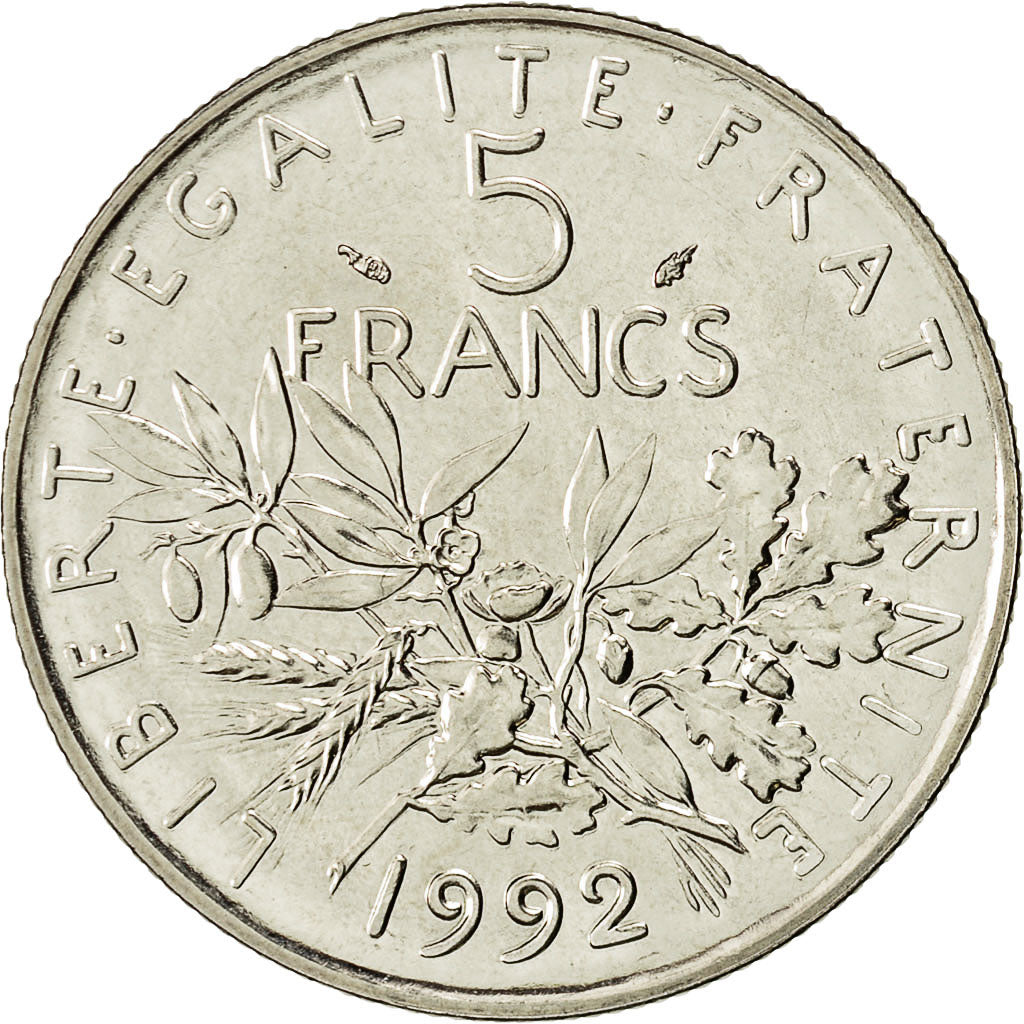 Coin, France, Semeuse, 5 Francs, 1992, Paris, Frappe médaille, MS(65-70)