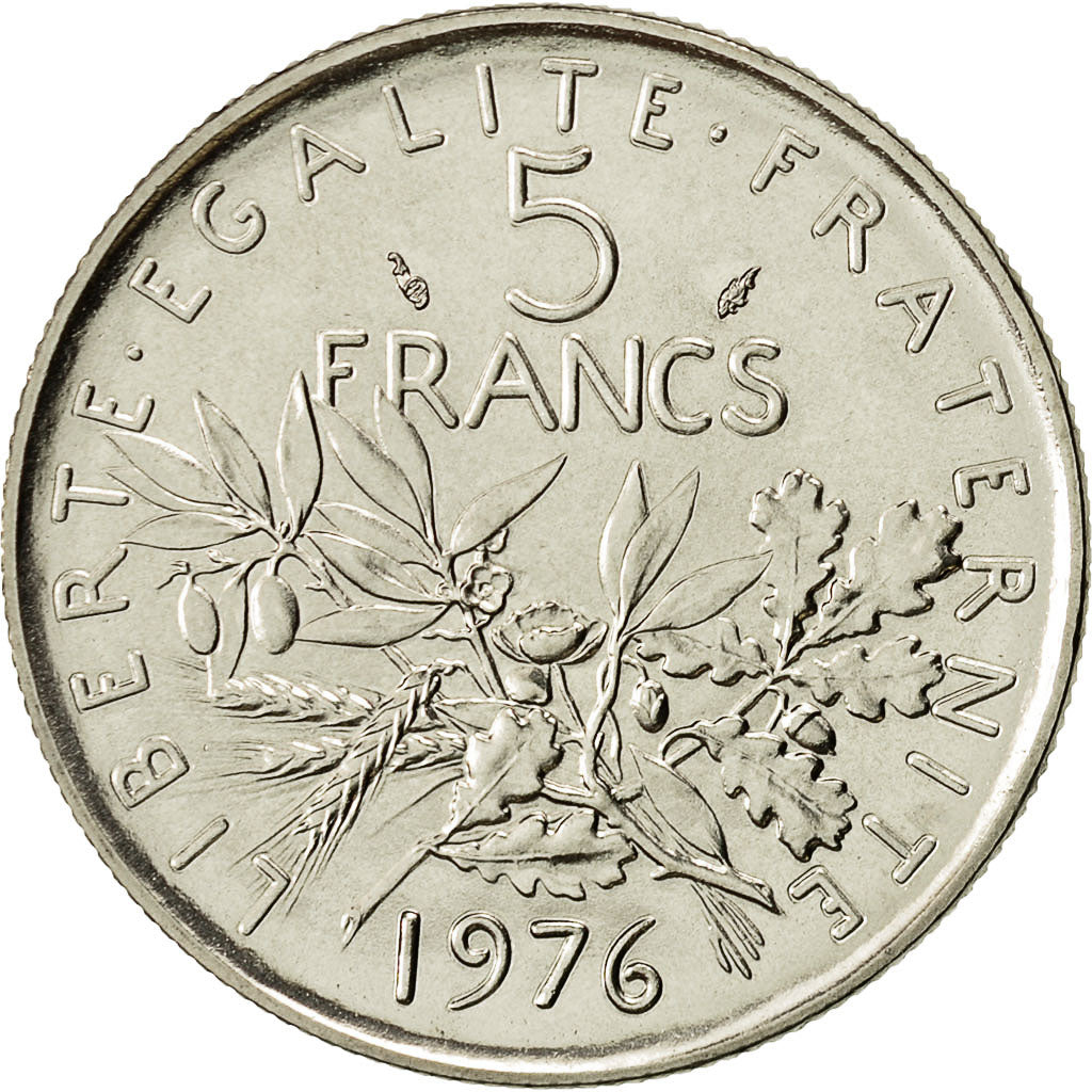 Coin, France, Semeuse, 5 Francs, 1976, Paris, MS(65-70)