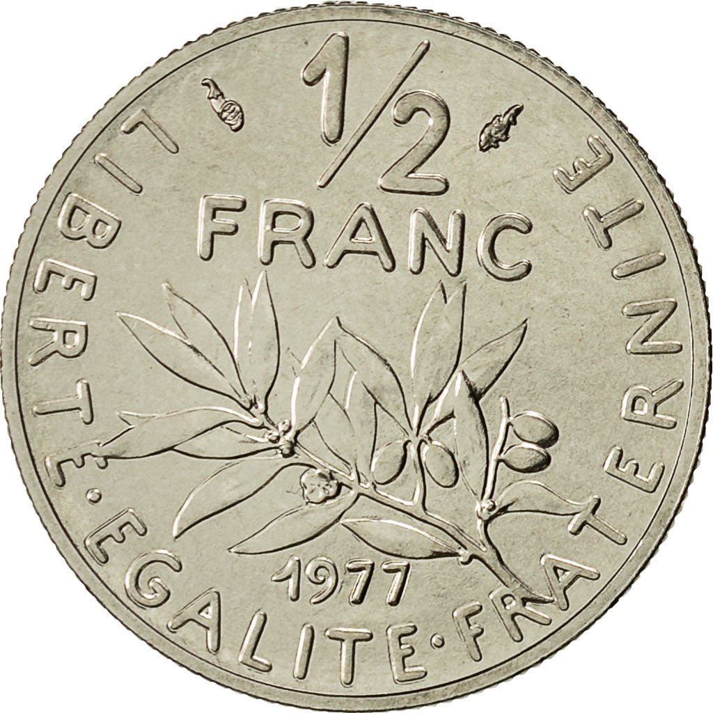 Coin, France, Semeuse, 1/2 Franc, 1977, Paris, MS(65-70), Nickel, KM:931.1