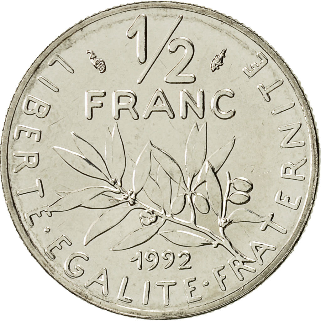 Coin, France, Semeuse, 1/2 Franc, 1992, Paris, Frappe médaille, MS(65-70)