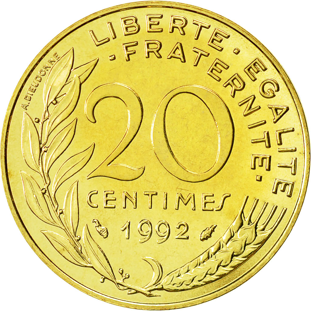 Monnaie, France, Marianne, 20 Centimes, 1992, Paris, Frappe médaille, FDC