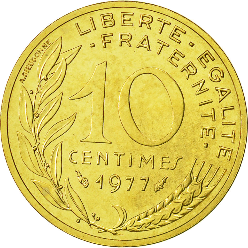 Coin, France, Marianne, 10 Centimes, 1977, Paris, MS(65-70), Aluminum-Bronze