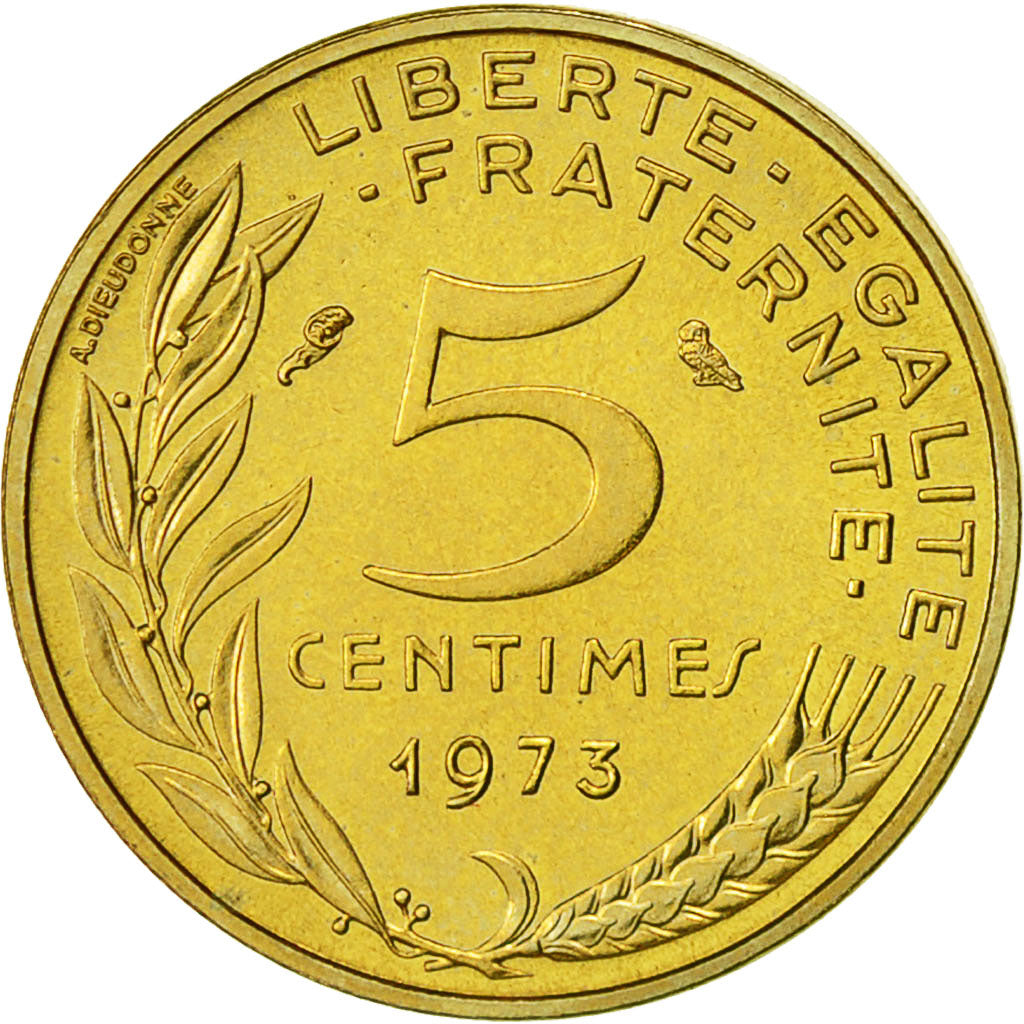 Moneta, Francia, Marianne, 5 Centimes, 1973, Paris, FDC, Alluminio-bronzo