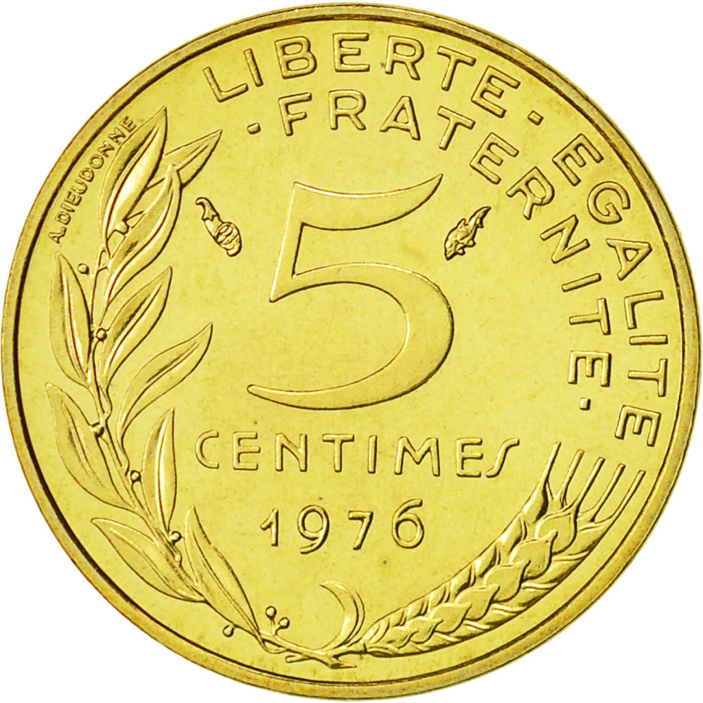 Coin, France, Marianne, 5 Centimes, 1976, Paris, MS(65-70), Aluminum-Bronze