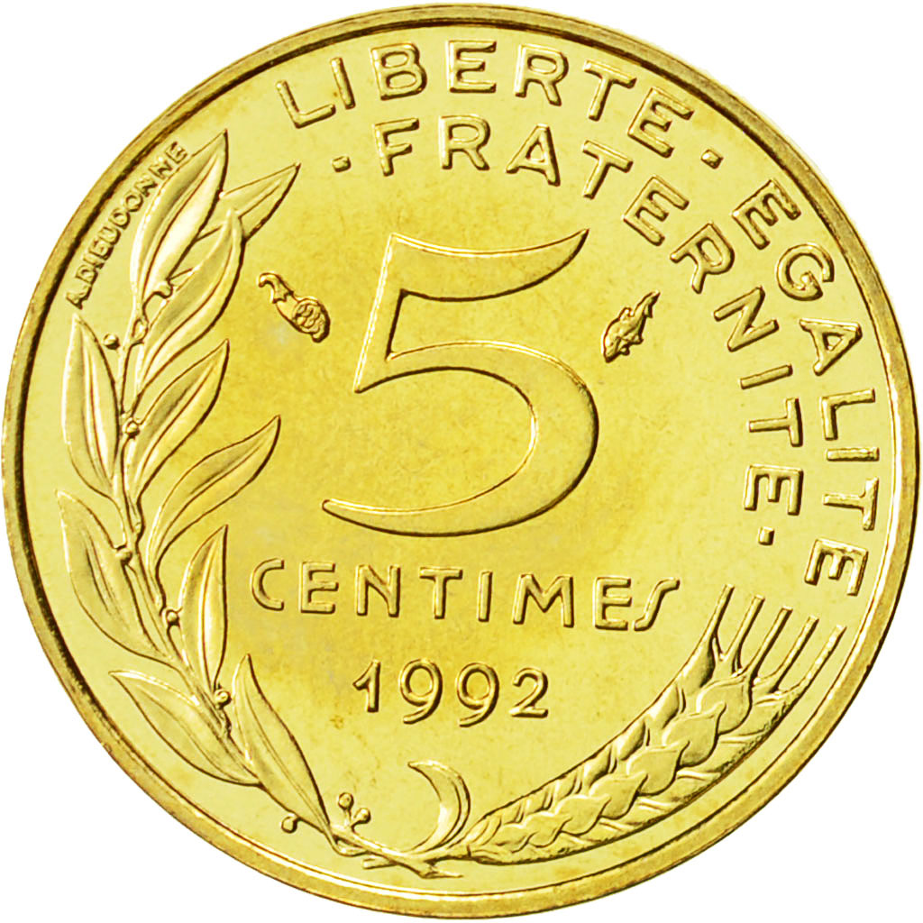 Coin, France, Marianne, 5 Centimes, 1992, Paris, Frappe médaille, MS(65-70)